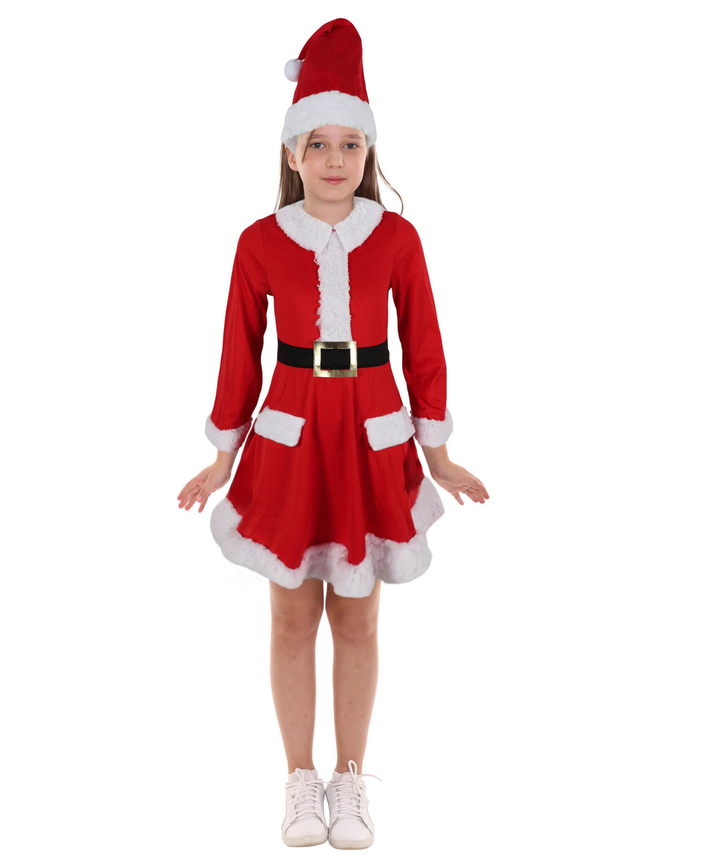 HPO Adult Women’s Inflatable Santa Dress Costume with Hat | Fun Holiday Party Outfit