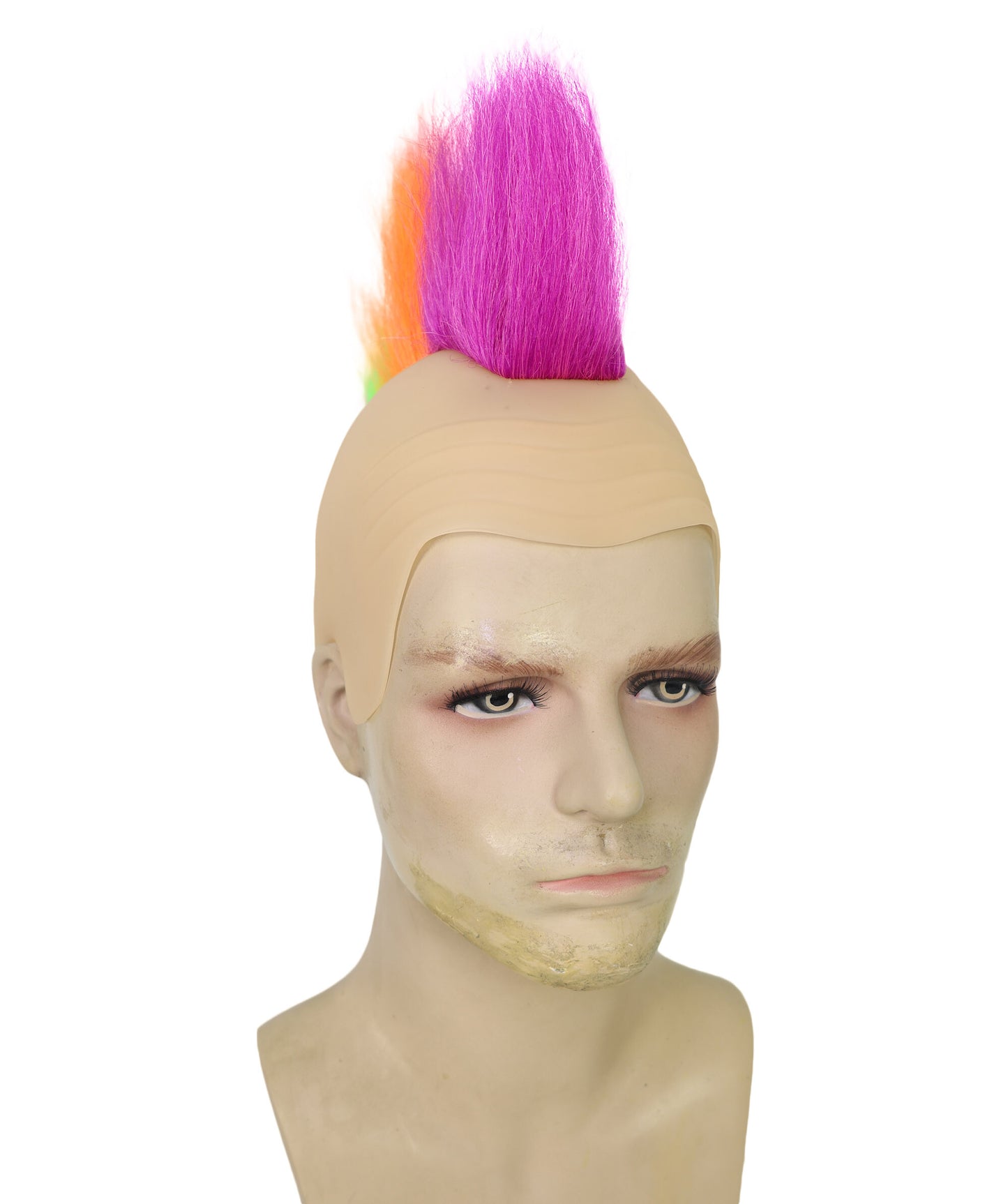 Men’s Vibrant Sports Lover’s T-Shirt and Wig Bundle | Bold Rainbow Mohawk Wig & Multicolor Performance Shirt