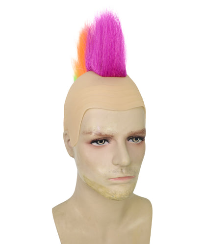 Men’s Vibrant Sports Lover’s T-Shirt and Wig Bundle | Bold Rainbow Mohawk Wig & Multicolor Performance Shirt