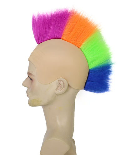 Men’s Vibrant Sports Lover’s T-Shirt and Wig Bundle | Bold Rainbow Mohawk Wig & Multicolor Performance Shirt