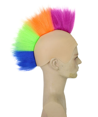 Men’s Vibrant Sports Lover’s T-Shirt and Wig Bundle | Bold Rainbow Mohawk Wig & Multicolor Performance Shirt