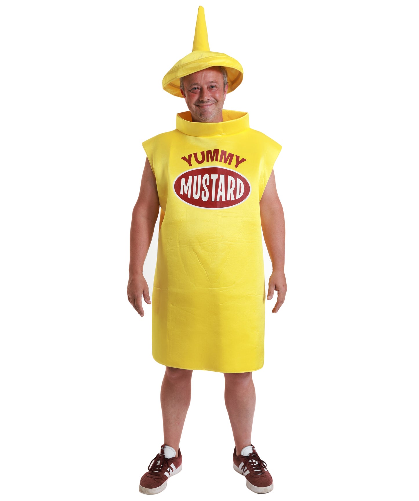 HPO Mustard Bottle Costume | Dress & Cap Set | Funny Food-Inspired Outfit for Halloween, Parties, Stage & Cosplay