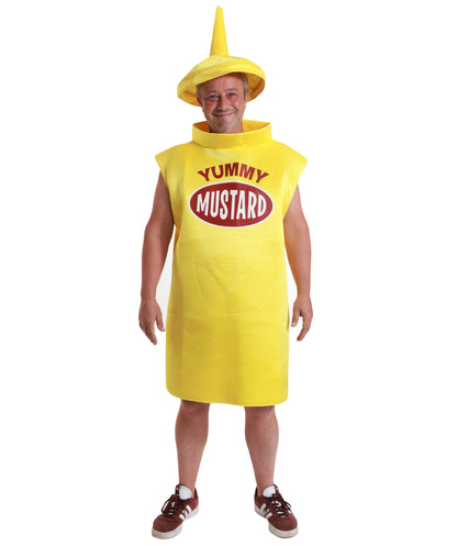 HPO Mustard Bottle Costume | Dress & Cap Set | Funny Food-Inspired Outfit for Halloween, Parties, Stage & Cosplay