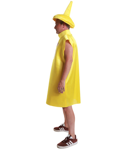 HPO Mustard Bottle Costume | Dress & Cap Set | Funny Food-Inspired Outfit for Halloween, Parties, Stage & Cosplay