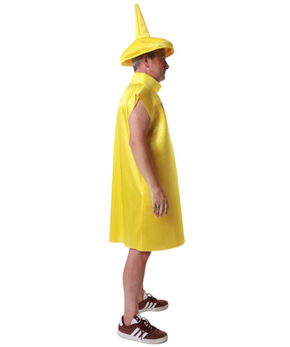 HPO Mustard Bottle Costume | Dress & Cap Set | Funny Food-Inspired Outfit for Halloween, Parties, Stage & Cosplay
