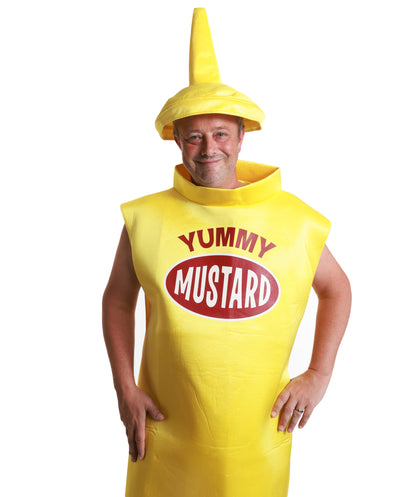HPO Mustard Bottle Costume | Dress & Cap Set | Funny Food-Inspired Outfit for Halloween, Parties, Stage & Cosplay