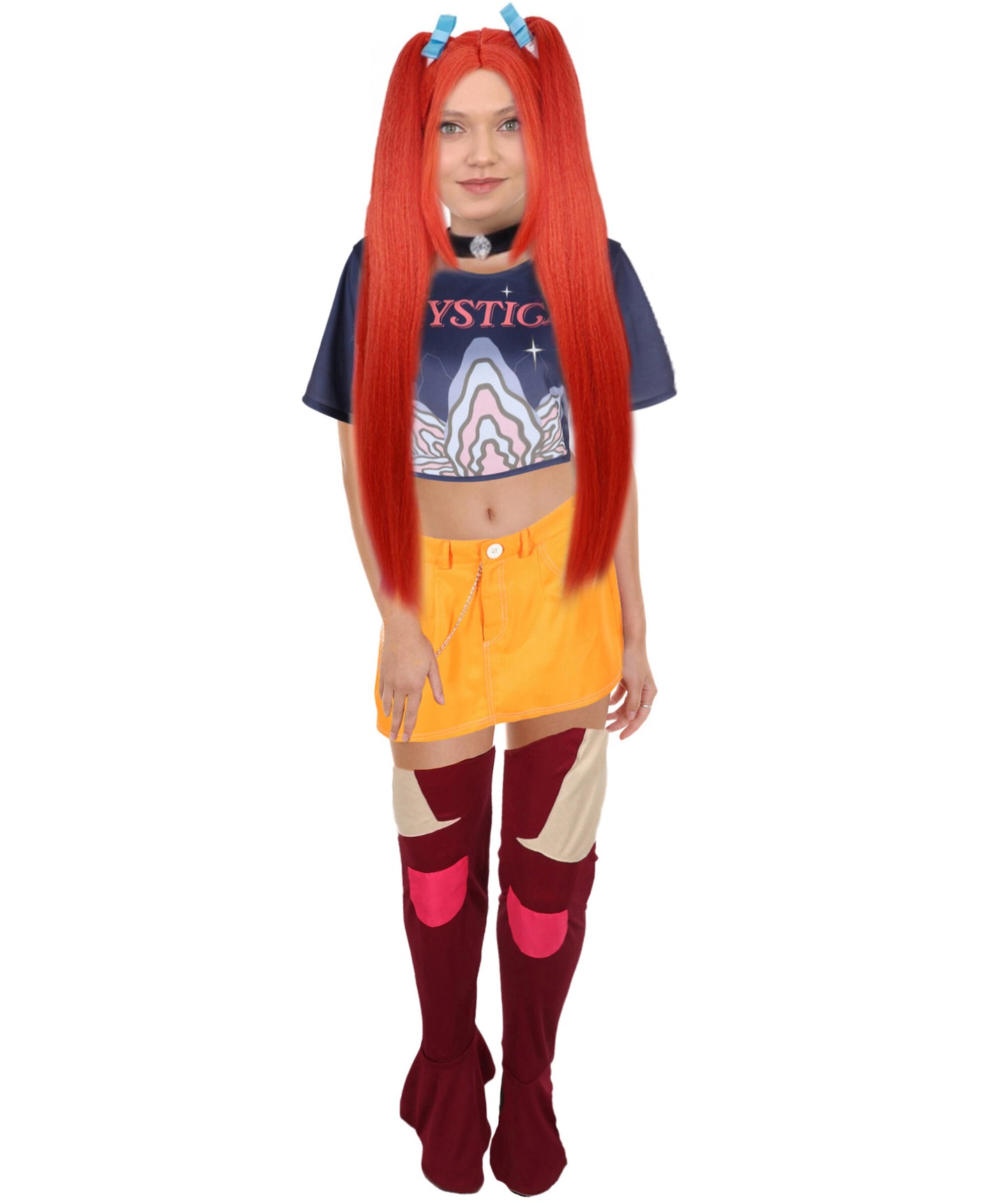 HPO Women K-Pop Star Demon Hunter Costume Set with Wig | Ideal for Cosplay Outfit for Halloween & Themed Parties | Flame-retardant Synthetic Fiber
