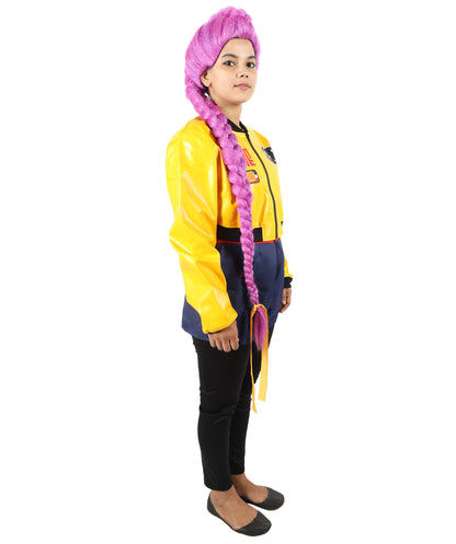 HPO Women’s K-Pop Star Warrior Wig and Costume Bundle | Ideal for Halloween and Cosplay | Flame-retardant Synthetic Fiber