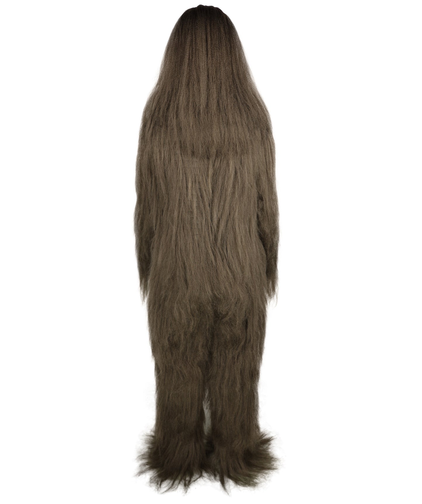 HPO Unisex Extreme Hairy Person Costume, Mask and Bundle - Full-Body Hair Suit Extra-Long Ash Brown Costume Wig for Halloween, Cosplay & Parties