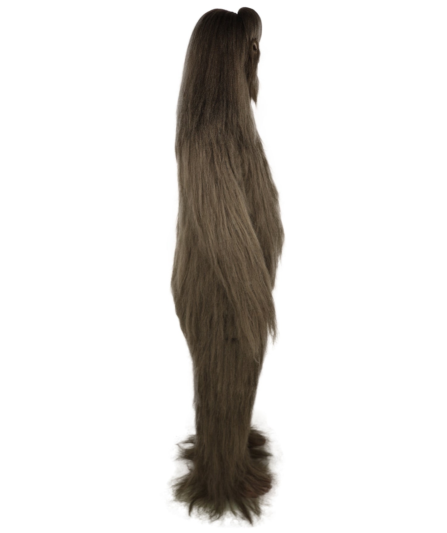 HPO Unisex Extreme Hairy Person Costume, Mask and Bundle - Full-Body Hair Suit Extra-Long Ash Brown Costume Wig for Halloween, Cosplay & Parties