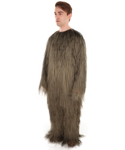 HPO Unisex Extreme Hairy Person Costume, Mask and Bundle - Full-Body Hair Suit Extra-Long Ash Brown Costume Wig for Halloween, Cosplay & Parties