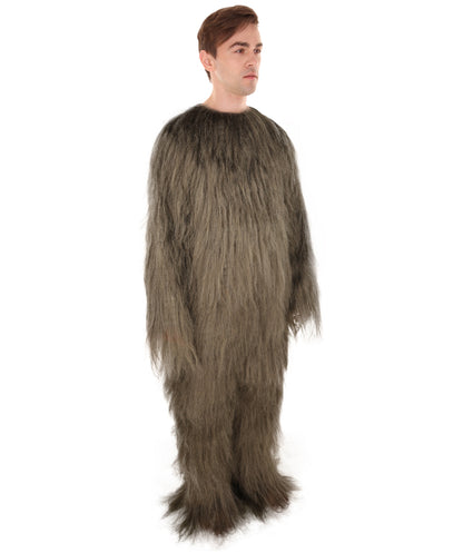 HPO Unisex Extreme Hairy Person Costume, Mask and Bundle - Full-Body Hair Suit Extra-Long Ash Brown Costume Wig for Halloween, Cosplay & Parties