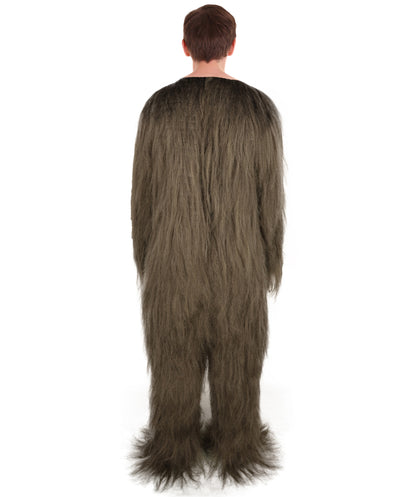 HPO Unisex Extreme Hairy Person Costume, Mask and Bundle - Full-Body Hair Suit Extra-Long Ash Brown Costume Wig for Halloween, Cosplay & Parties