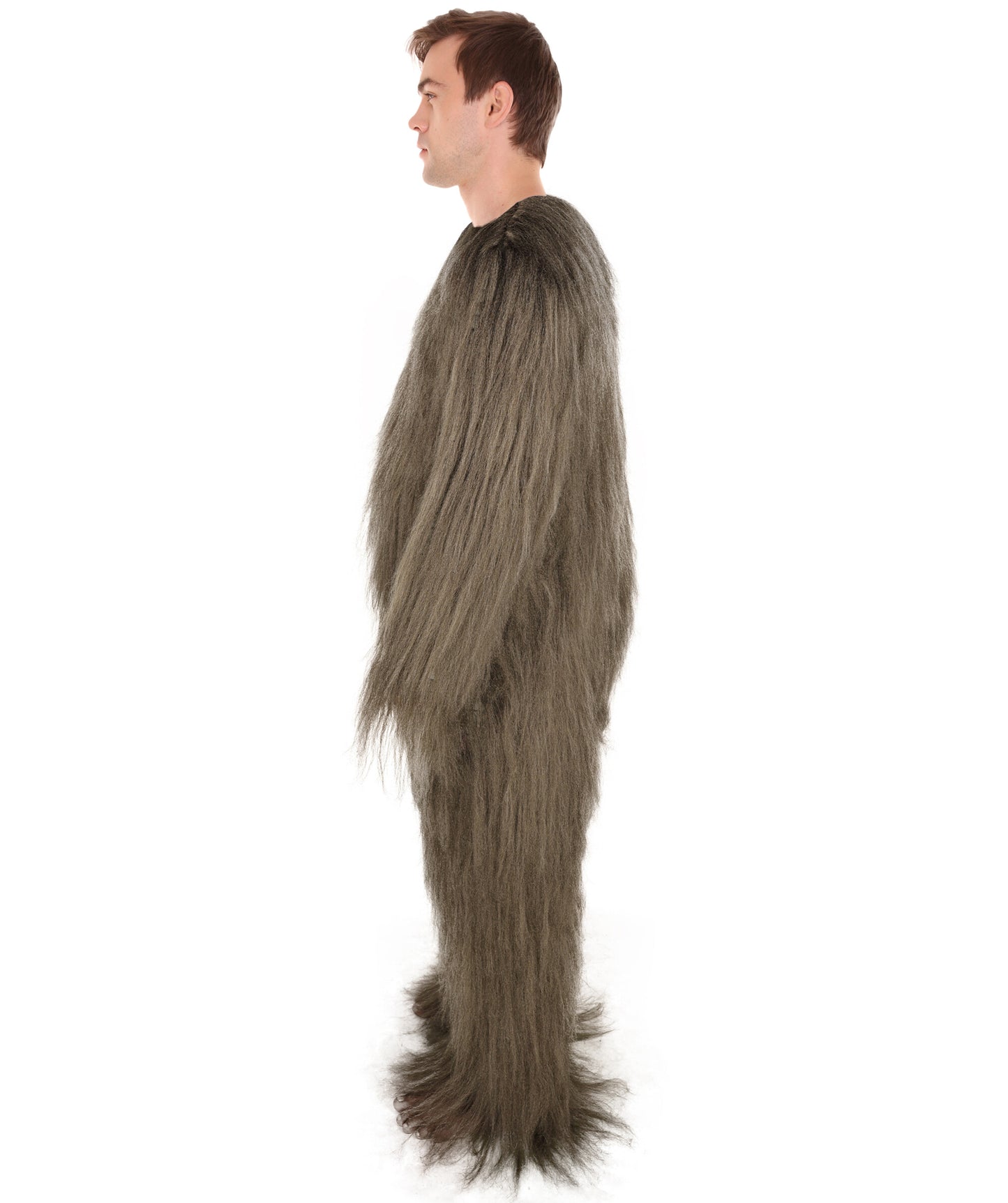HPO Unisex Extreme Hairy Person Costume, Mask and Bundle - Full-Body Hair Suit Extra-Long Ash Brown Costume Wig for Halloween, Cosplay & Parties