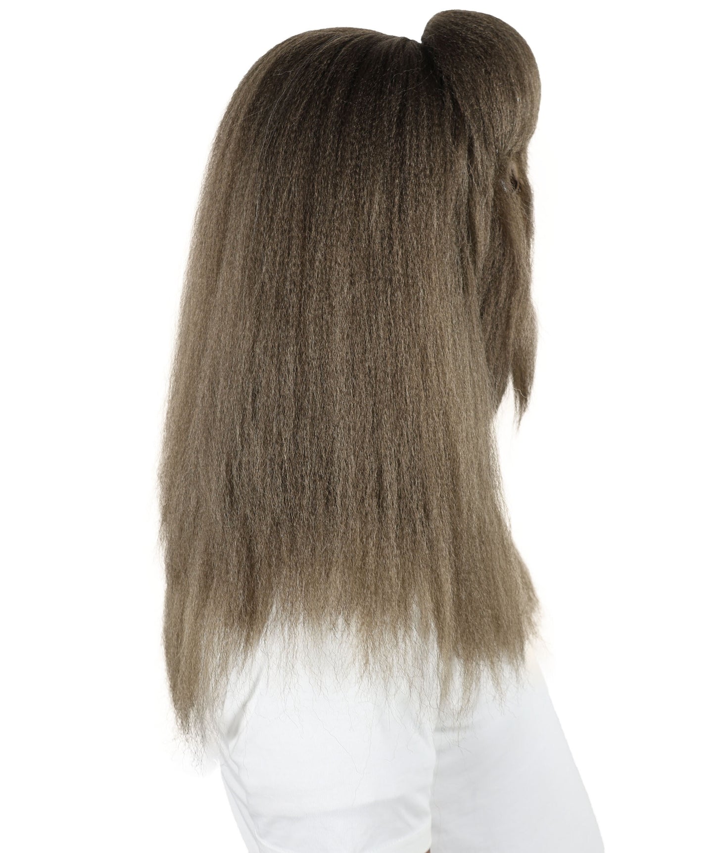 HPO Unisex Extreme Hairy Person Costume, Mask and Bundle - Full-Body Hair Suit Extra-Long Ash Brown Costume Wig for Halloween, Cosplay & Parties