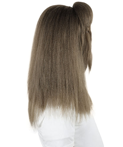 HPO Unisex Extreme Hairy Person Costume, Mask and Bundle - Full-Body Hair Suit Extra-Long Ash Brown Costume Wig for Halloween, Cosplay & Parties