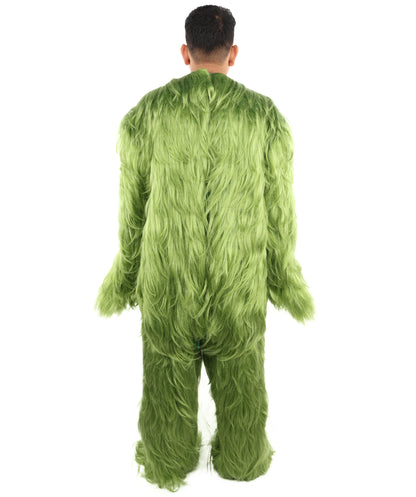 HPO Adult Unisex Banana Leaf  Furry Monster Grinch Costume | Christmas Santa Costume | Full-Body Fur Outfit with Long Fluffy Fabric | Ideal for Halloween, Cosplay & Party Events