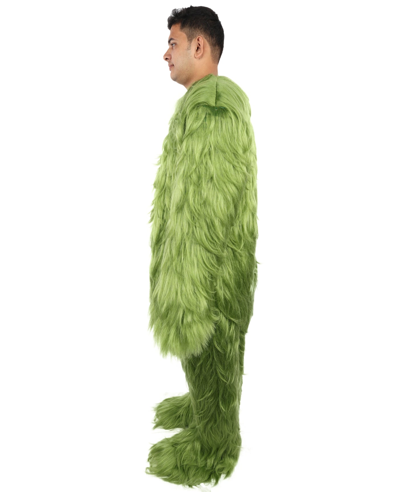 HPO Adult Unisex Banana Leaf  Furry Monster Grinch Costume | Christmas Santa Costume | Full-Body Fur Outfit with Long Fluffy Fabric | Ideal for Halloween, Cosplay & Party Events