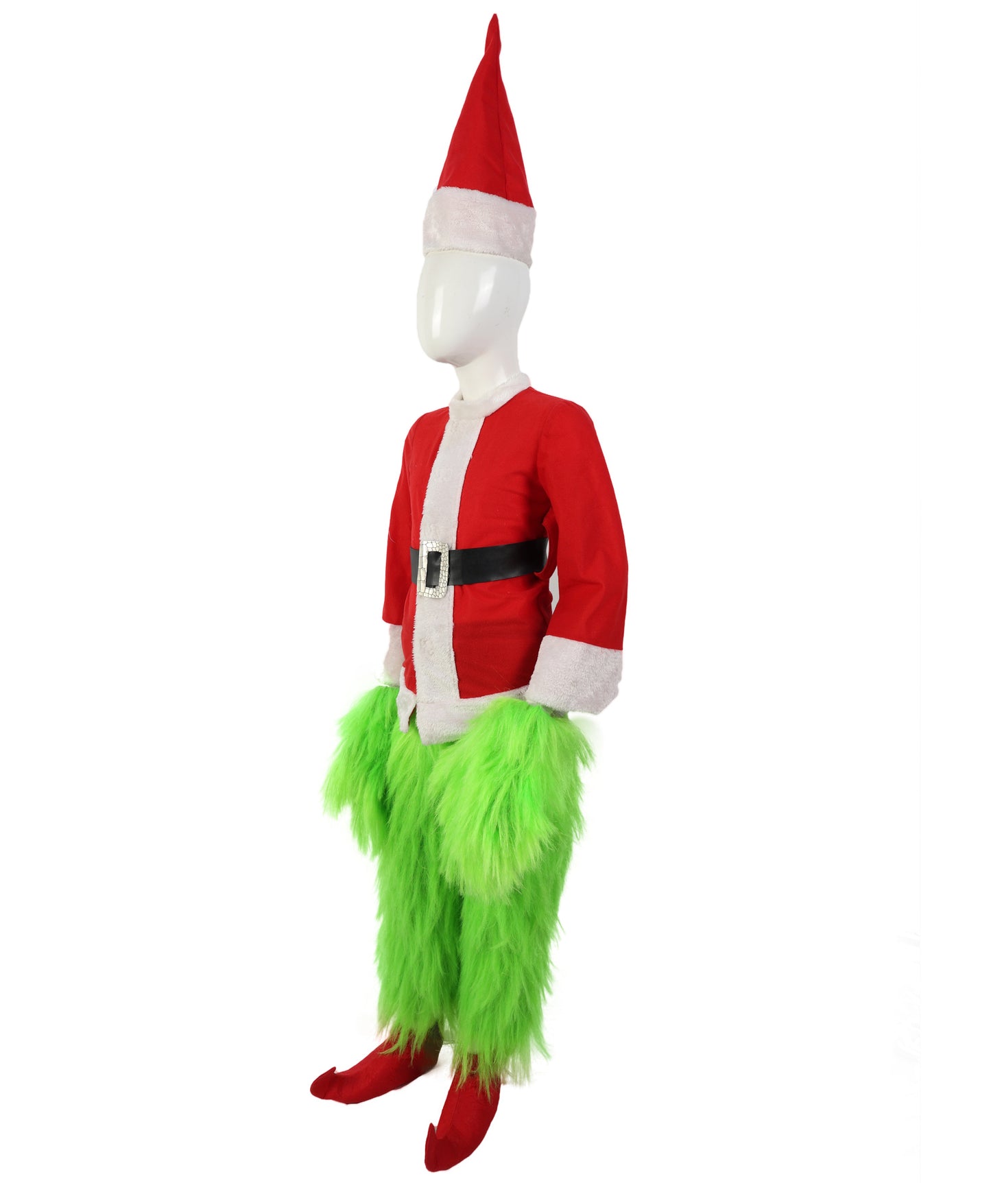 Teen Men’s Festive Furry Creature Multicolor Thief Christmas Costume Set with all accessories | Cosplay Hat and Beard | Flame-retardant Synthetic Fiber