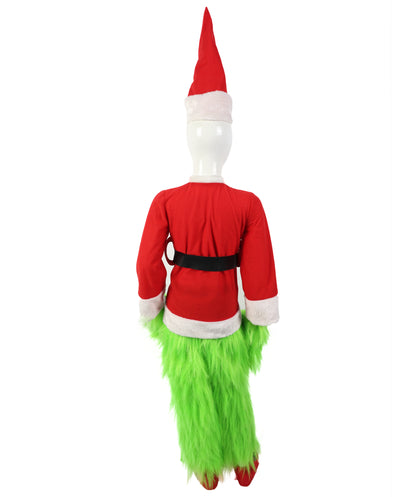 Teen Men’s Festive Furry Creature Multicolor Thief Christmas Costume Set with all accessories | Cosplay Hat and Beard | Flame-retardant Synthetic Fiber
