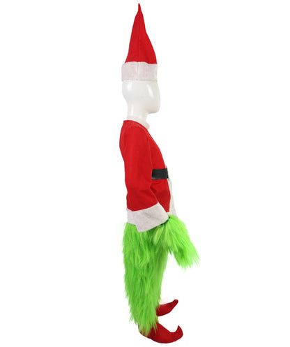 Teen Men’s Festive Furry Creature Multicolor Thief Christmas Costume Set with all accessories | Cosplay Hat and Beard | Flame-retardant Synthetic Fiber