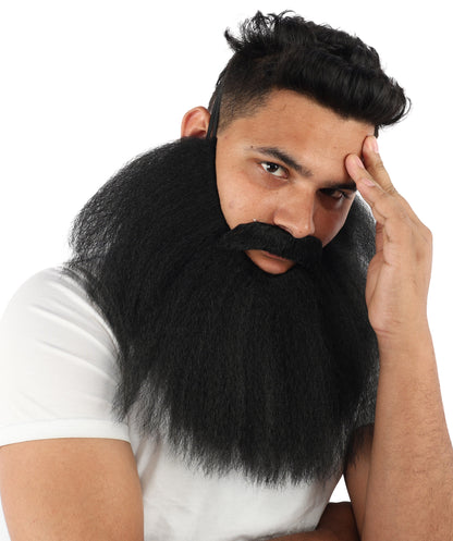 HPO Men’s Viking Beard & Mustache Set – Warrior Facial Hair Accessory | Multicolor Options | Ideal for Sea Giant Look, Mythical Barbarian Roleplay, Halloween & Cosplay