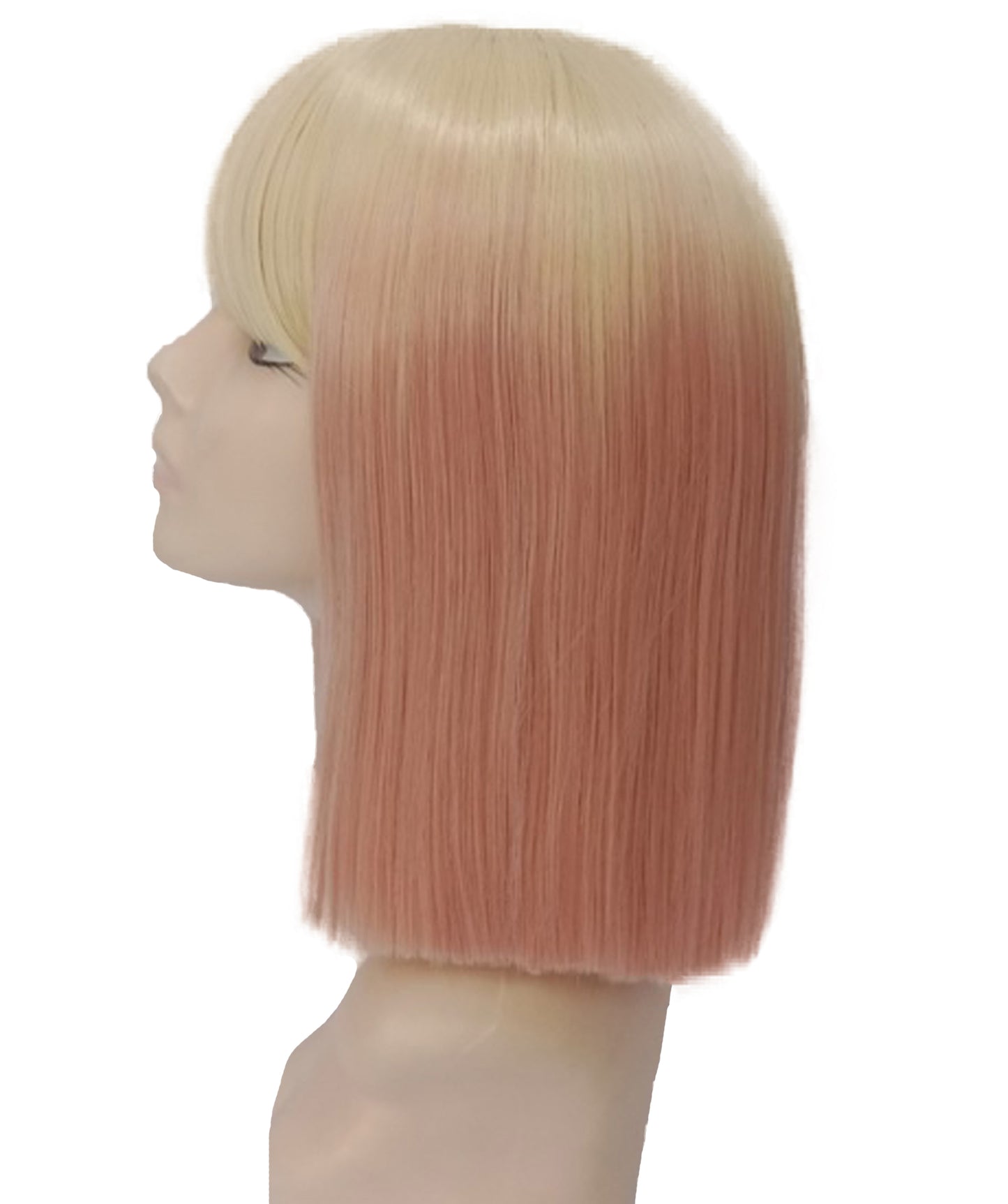 Women’s Straight Blonde and Pink Bob Wig | Shoulder Length Hairpiece with Standard Cap | Ideal for Halloween, Cosplay & Parties