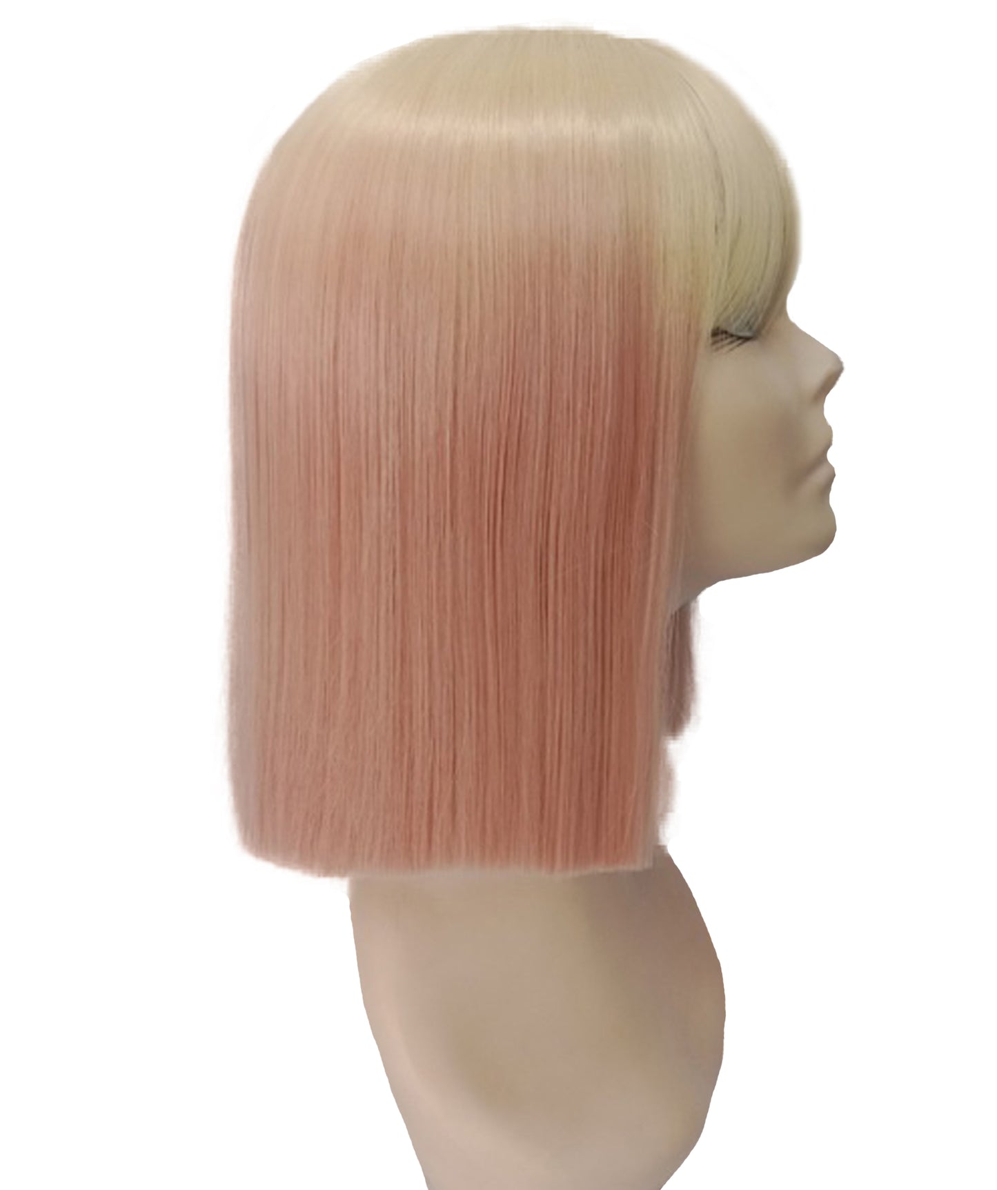 Women’s Straight Blonde and Pink Bob Wig | Shoulder Length Hairpiece with Standard Cap | Ideal for Halloween, Cosplay & Parties