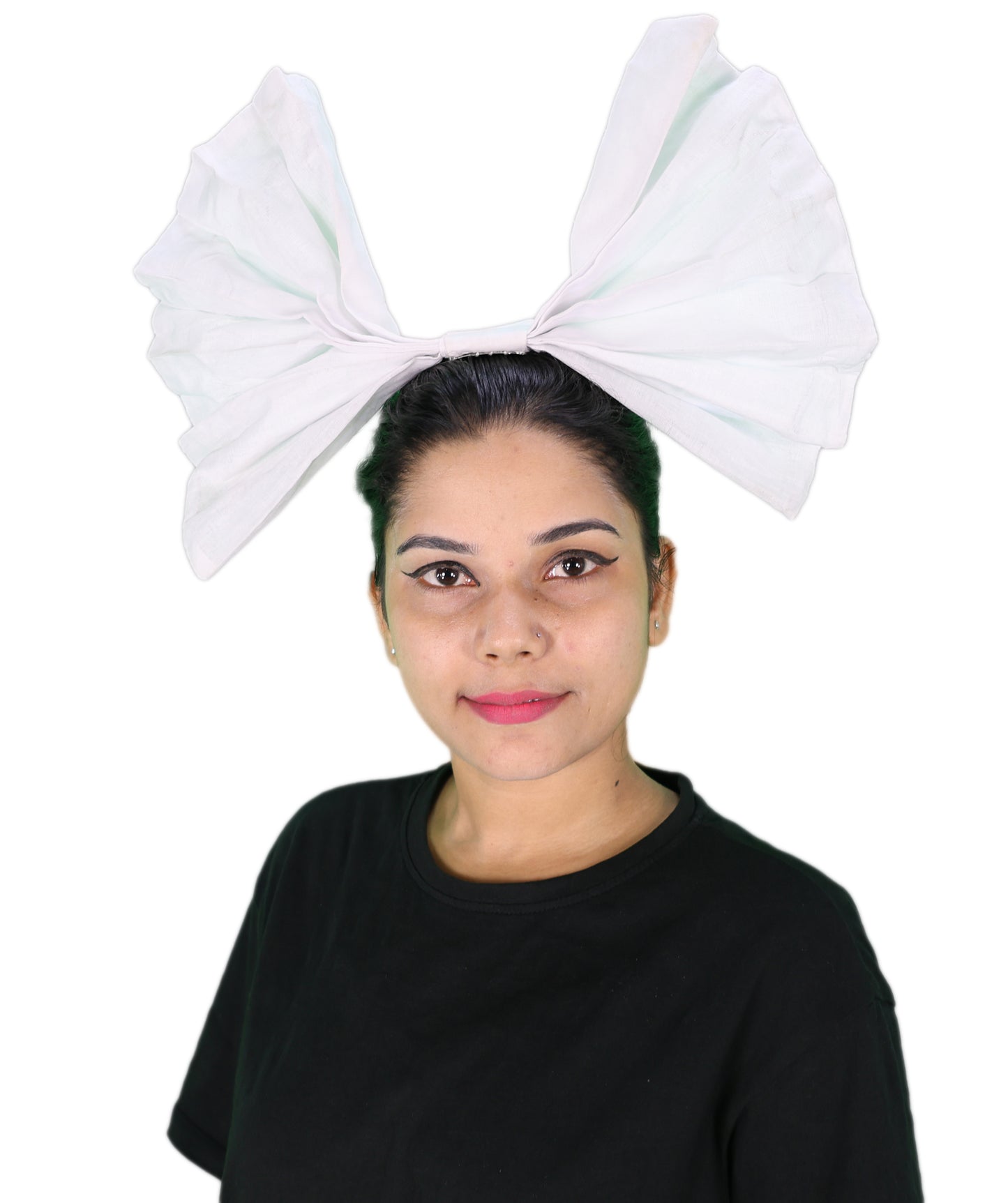 Women’s White and Black Bow Hair Clip | Fantacy Character Large Hair Accessory | Ideal for Halloween, Cosplay & Fancy Dress Parties