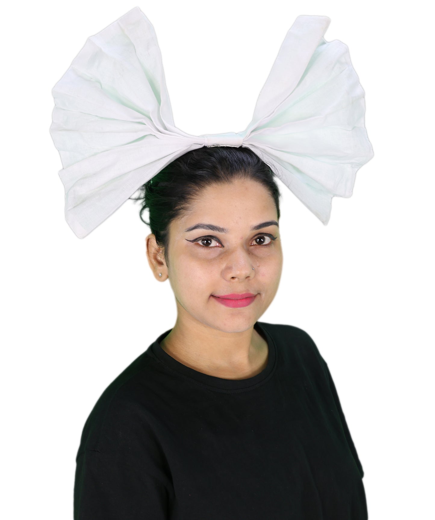 Women’s White and Black Bow Hair Clip | Fantacy Character Large Hair Accessory | Ideal for Halloween, Cosplay & Fancy Dress Parties