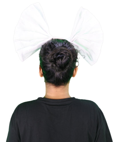 Women’s White and Black Bow Hair Clip | Fantacy Character Large Hair Accessory | Ideal for Halloween, Cosplay & Fancy Dress Parties