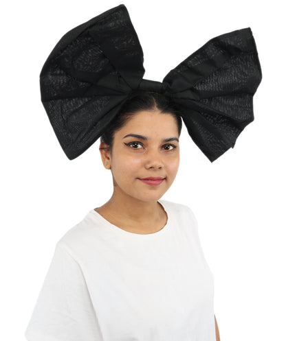 Women’s White and Black Bow Hair Clip | Fantacy Character Large Hair Accessory | Ideal for Halloween, Cosplay & Fancy Dress Parties