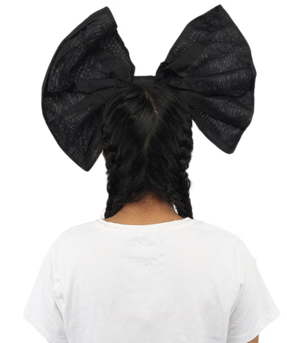 Women’s White and Black Bow Hair Clip | Fantacy Character Large Hair Accessory | Ideal for Halloween, Cosplay & Fancy Dress Parties