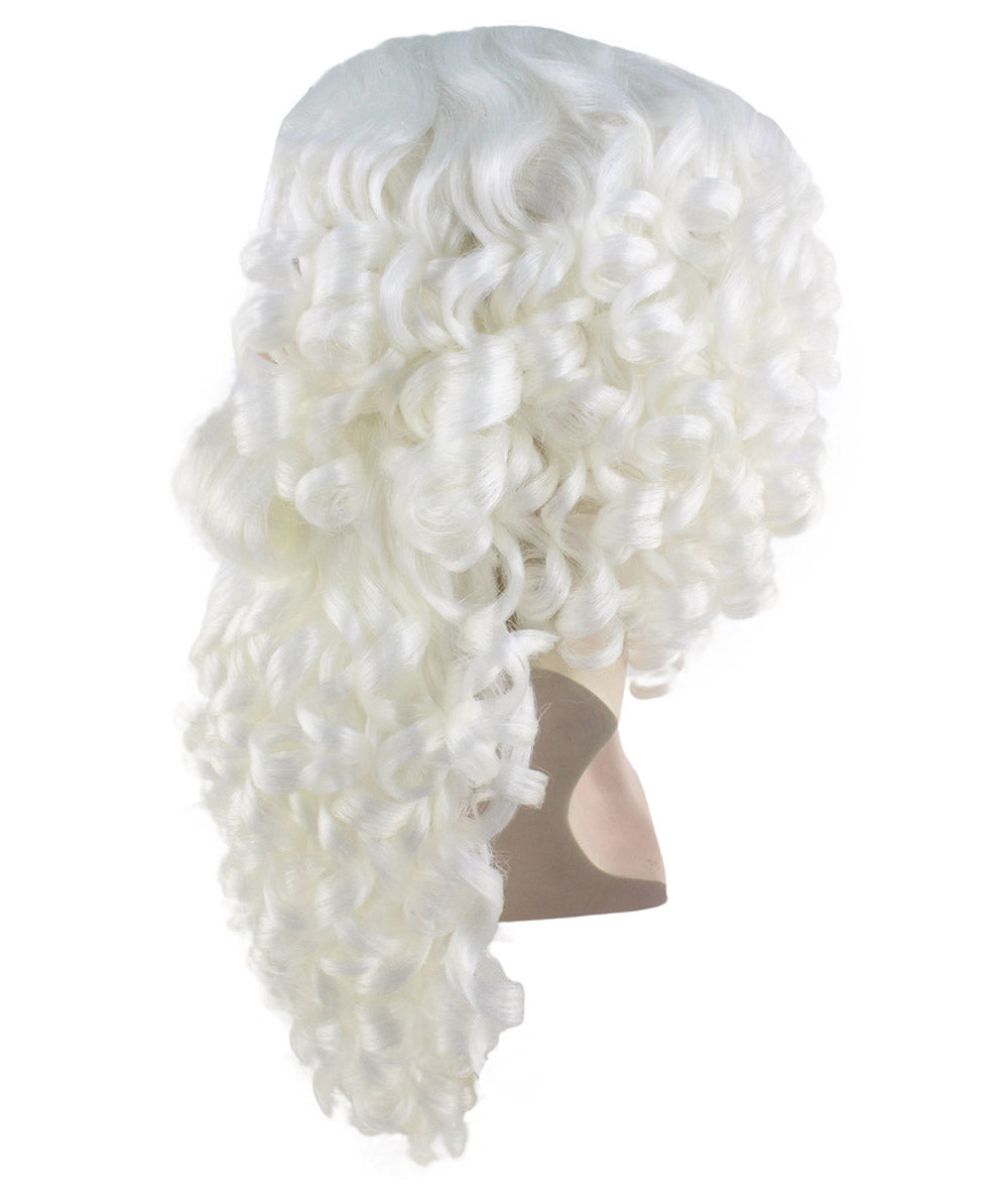 Professional Mens Santa Wigs And Full Beard Set | White Merry Christmas Wig | Premium Breathable Capless Cap