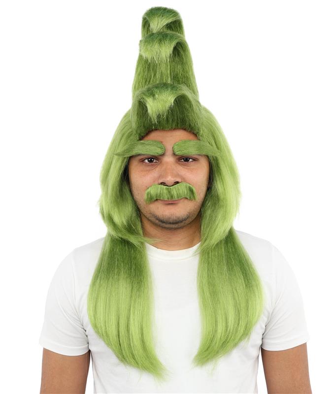 Santa Wig Eyebrows Moustache Full Set | Multiple Holiday Wigs | Premium Breathable Capless Cap