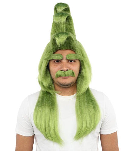 Santa Wig Eyebrows Moustache Full Set | Multiple Holiday Wigs | Premium Breathable Capless Cap