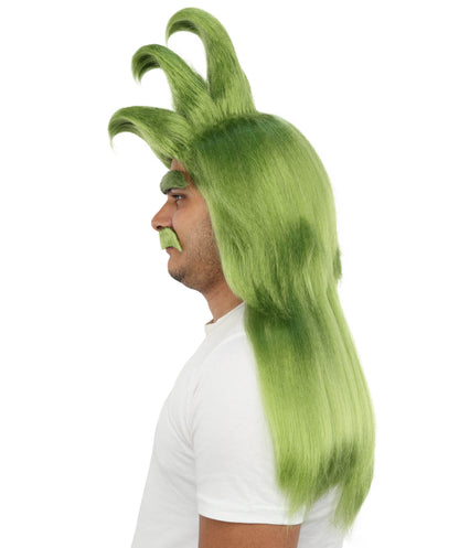 Santa Wig Eyebrows Moustache Full Set | Multiple Holiday Wigs | Premium Breathable Capless Cap