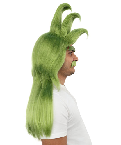 Santa Wig Eyebrows Moustache Full Set | Multiple Holiday Wigs | Premium Breathable Capless Cap