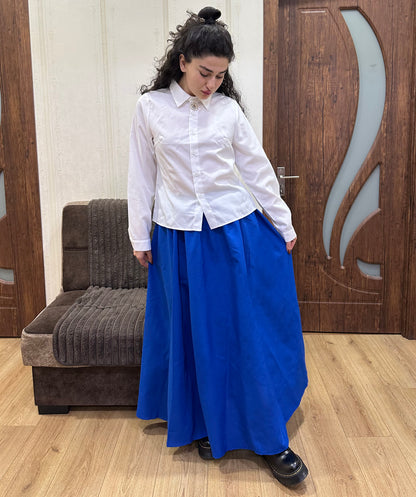 Women's Cartoon Granny Blue and White Costume | Breathable Synthetic Fabric | Perfect for Halloween