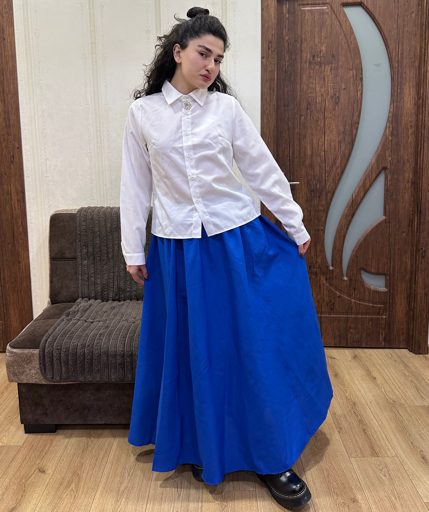 Women's Cartoon Granny Blue and White Costume | Breathable Synthetic Fabric | Perfect for Halloween