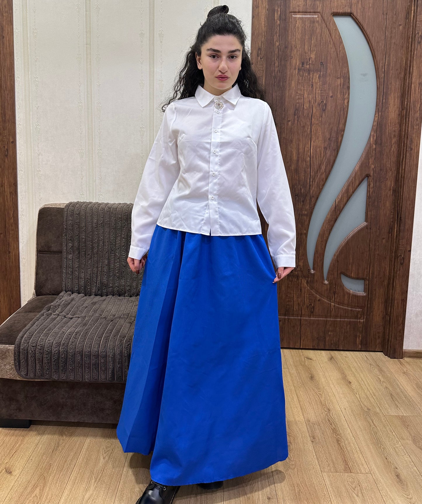 Women's Cartoon Granny Blue and White Costume | Breathable Synthetic Fabric | Perfect for Halloween