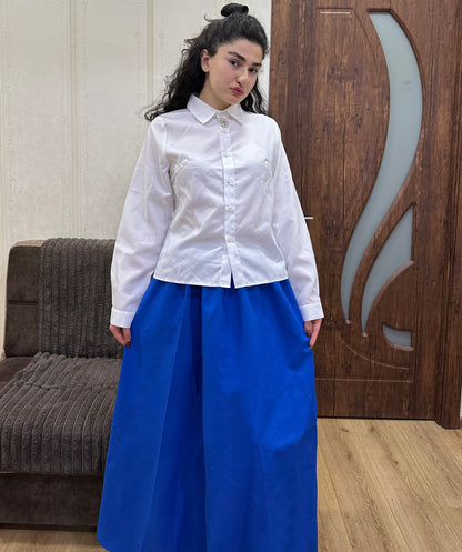 Women's Cartoon Granny Blue and White Costume | Breathable Synthetic Fabric | Perfect for Halloween