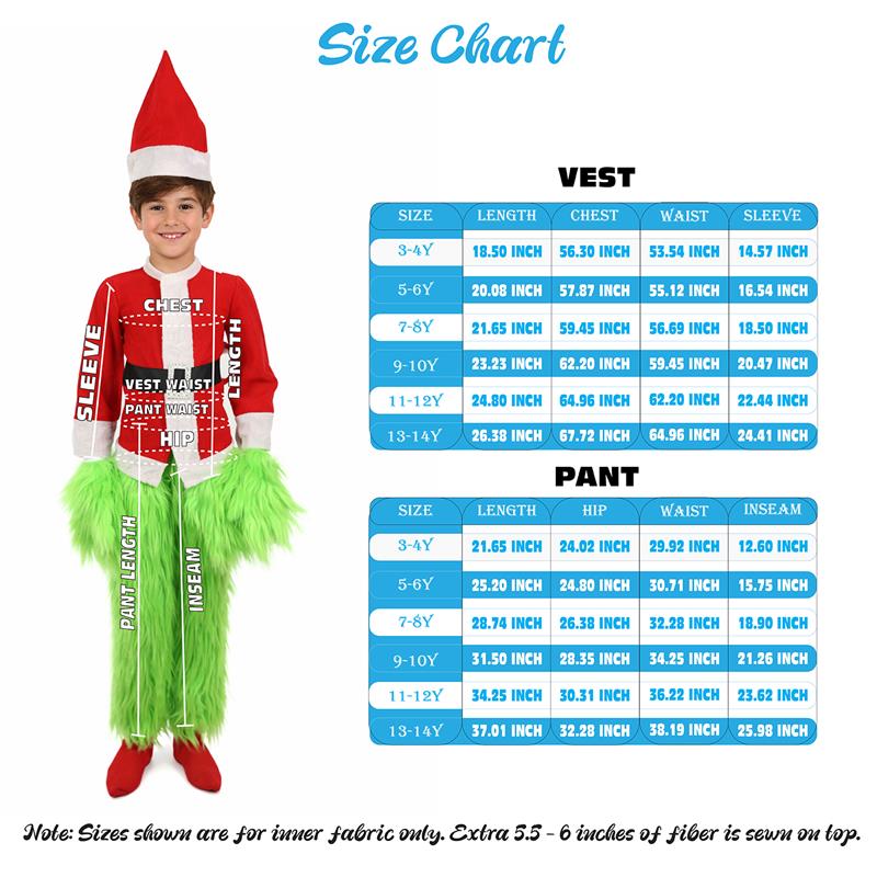 Teen Men’s Festive Furry Creature Multicolor Thief Christmas Costume Set with all accessories | Cosplay Hat and Beard | Flame-retardant Synthetic Fiber