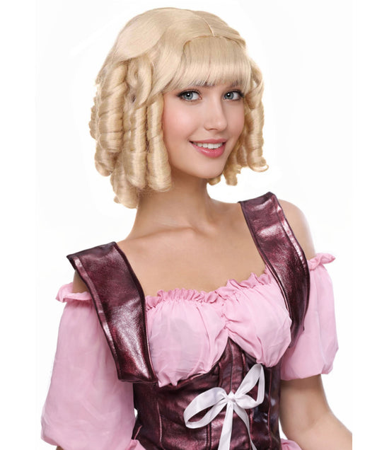 French Colonial Curly Wig | Blonde Historical Wigs | Premium Breathable Capless Cap