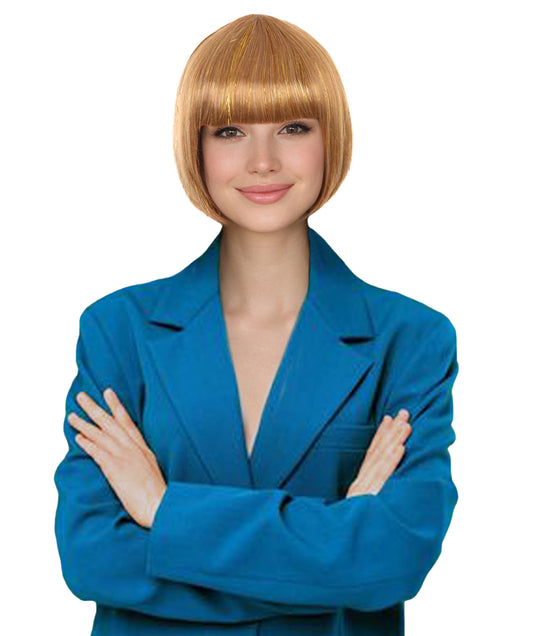 Womens Gold Bob Wig | Stage/Event Fancy Halloween Wigs | Premium Breathable Capless Cap