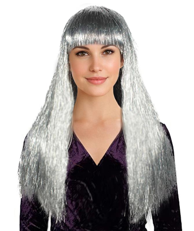 Womens Long Tinsel Wig Collection | Party Ready Halloween Wig | Premium Breathable Capless Cap
