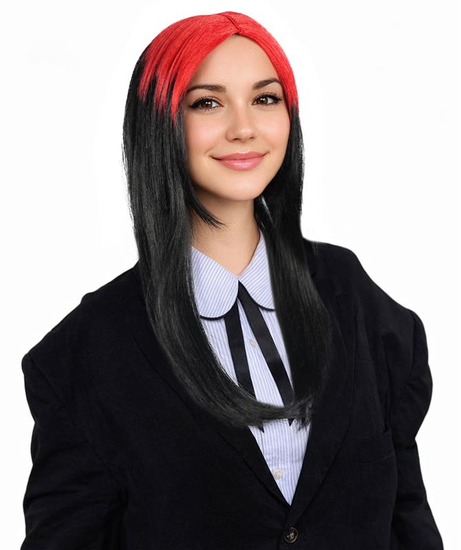 Billie Pop 80's Mullet | Black Wig with Neon Green Roots and Choppy Bangs | Premium Halloween Wig