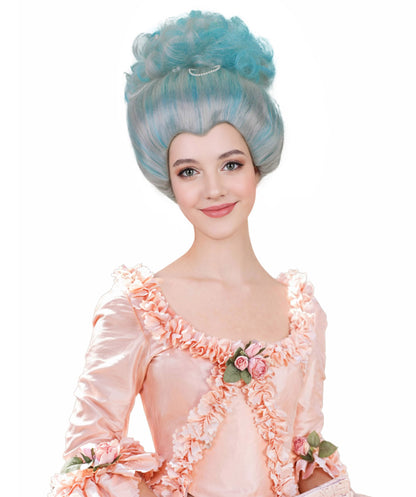 Adult Women's 18th Century Pearl  Blue Baroque Marie Wig| Perfect for Halloween| Flame-retardant Synthetic Fiber
