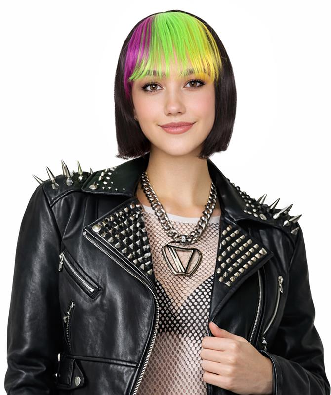Mardi Gras Bob Womens Wig | Colorful Fancy Party Event Ready Halloween Wig | Premium Breathable Capless Cap
