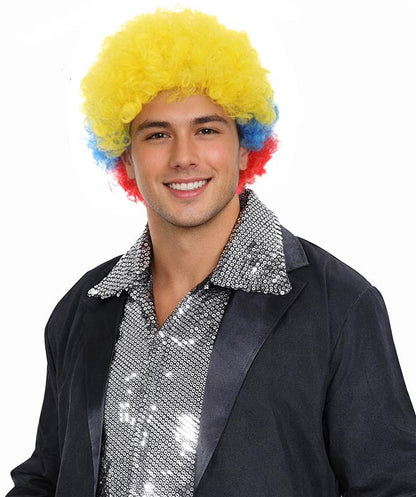 Colombia Sport Afro Fun Wig | Super Jumbo Red Blue Yellow Wig